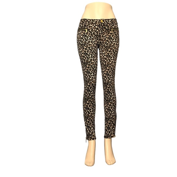 MICHAEL KORS Luxury Leopard Brown and Black Skinny Jeans Size 4 - Picture 10 of 16